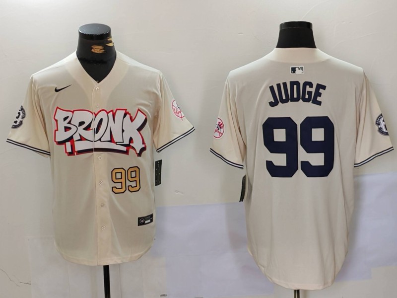 Men New York Yankees #99 Judge Cream joint name 2024 Nike MLB Jersey style 2->new york yankees->MLB Jersey